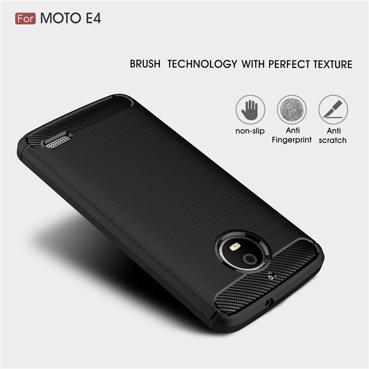Carbon Fibre Brushed TPU Case for Motorola Moto E4 (EU Version) - Black-3