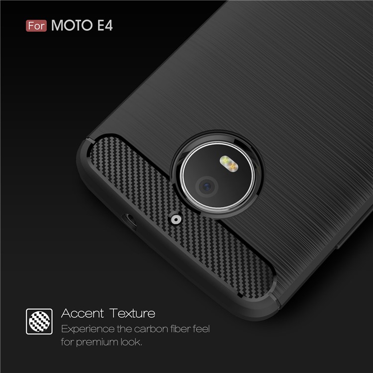 Carbon Fibre Brushed TPU Case for Motorola Moto E4 (EU Version) - Black-4