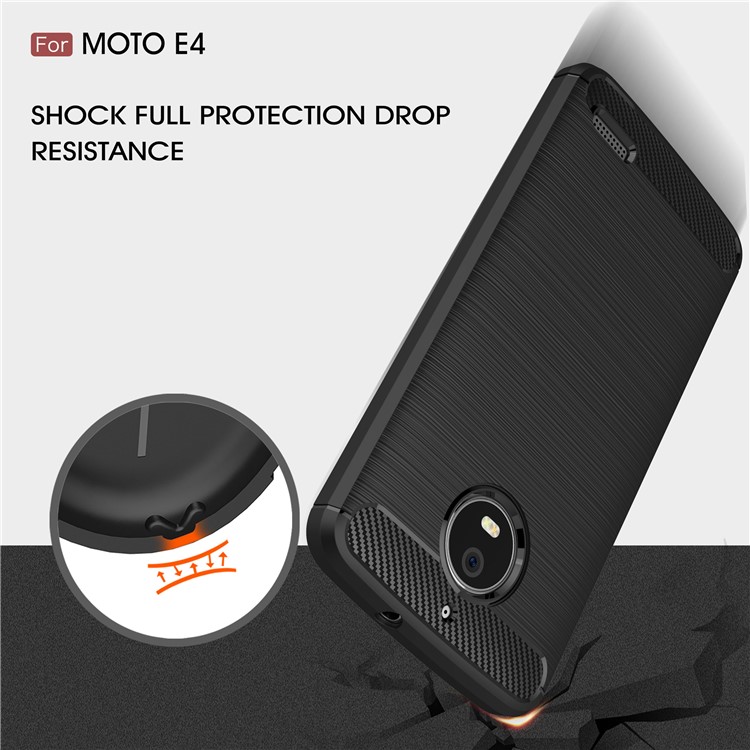 Carbon Fibre Brushed TPU Case for Motorola Moto E4 (EU Version) - Black-6