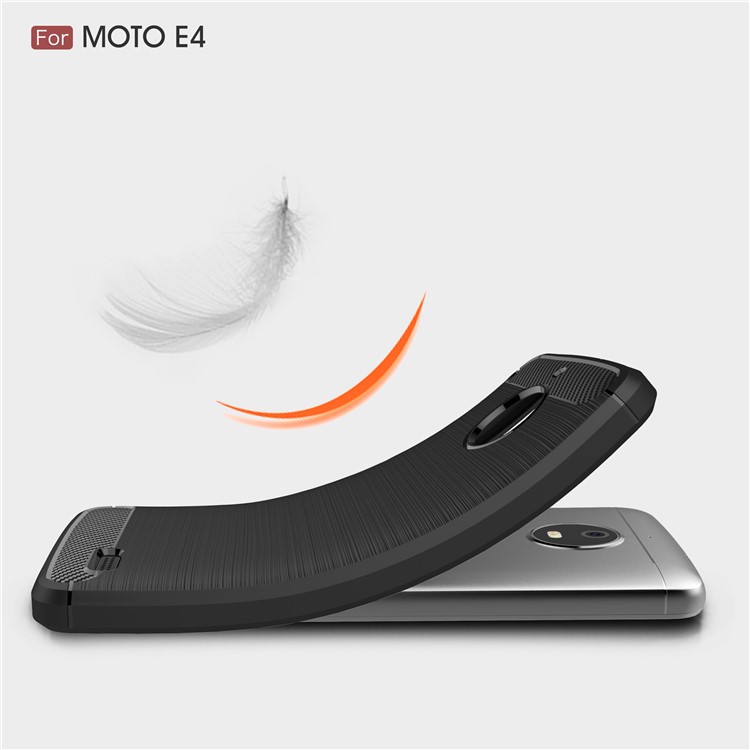 Carbon Fibre Brushed TPU Case for Motorola Moto E4 (EU Version) - Black-7
