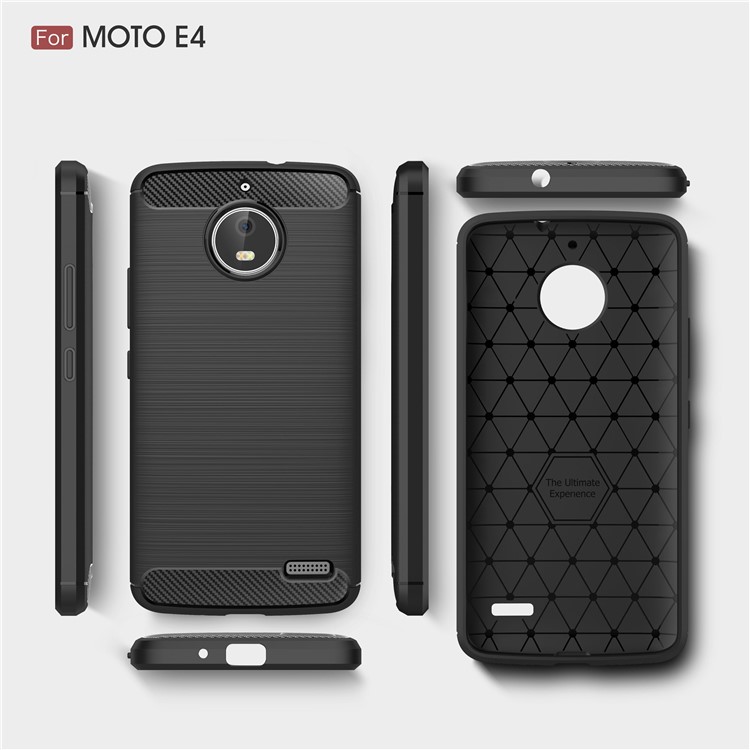 Carbon Fibre Brushed TPU Case for Motorola Moto E4 (EU Version) - Black-9