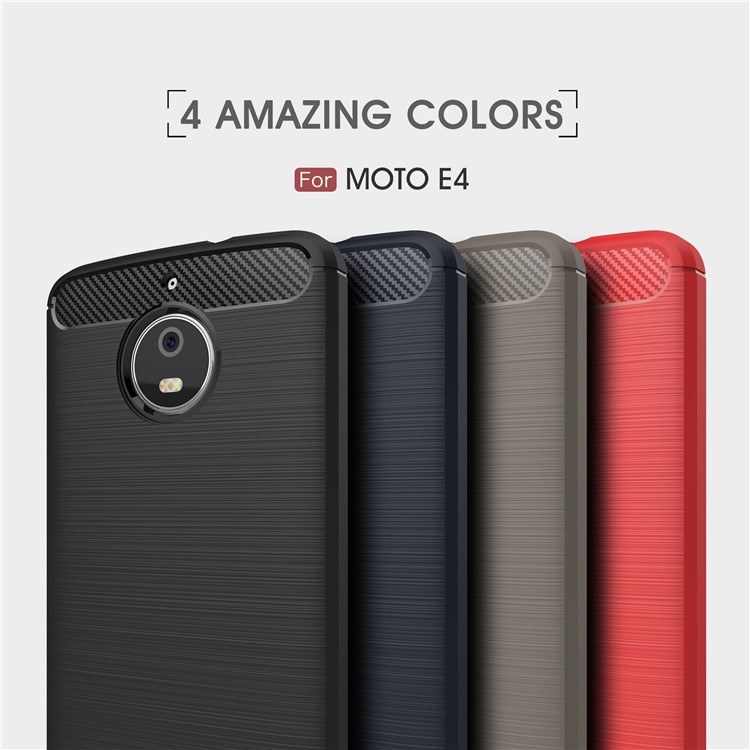 Carbon Fibre Brushed TPU Shell Case for Motorola Moto E4 (EU Version) - Grey-3