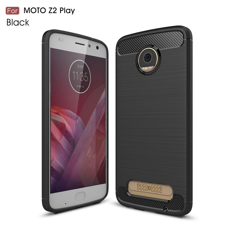 For Motorola Moto Z2 Play Carbon Fiber Texture Brushed TPU Cellphone Cover - Black-1