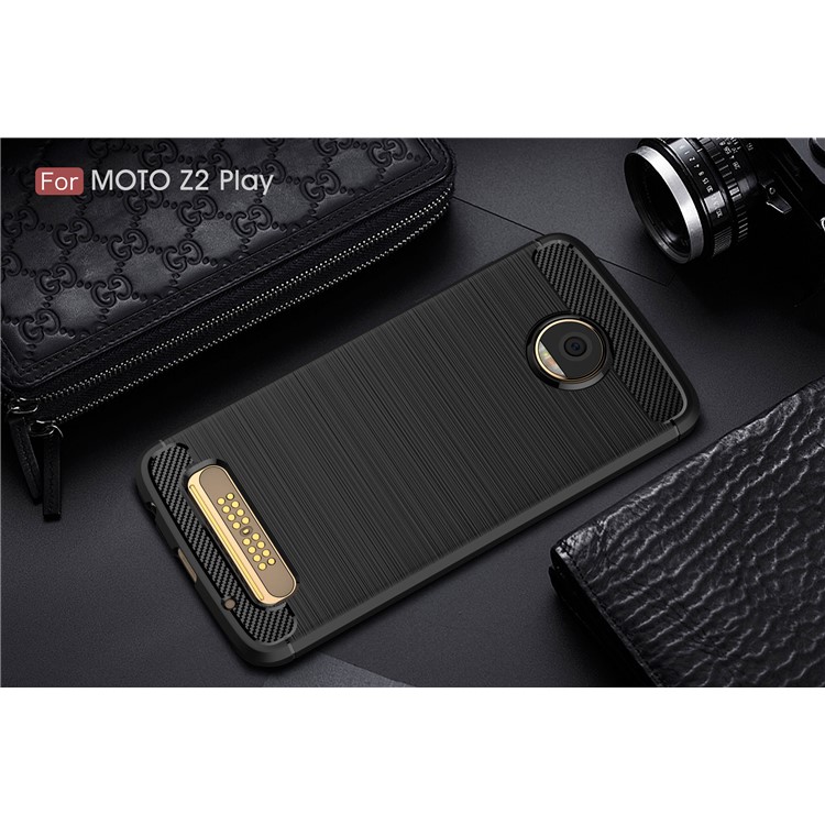 For Motorola Moto Z2 Play Carbon Fiber Texture Brushed TPU Cellphone Cover - Black-10