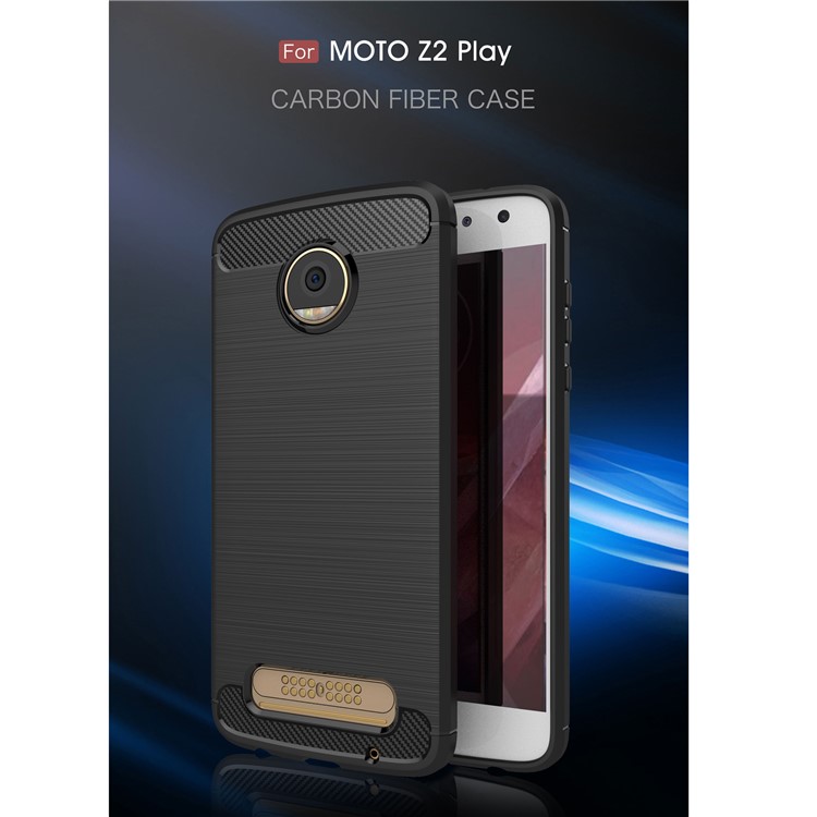 For Motorola Moto Z2 Play Carbon Fiber Texture Brushed TPU Cellphone Cover - Black-2