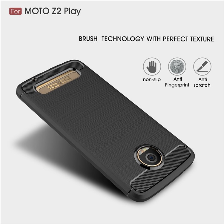 For Motorola Moto Z2 Play Carbon Fiber Texture Brushed TPU Cellphone Cover - Black-3