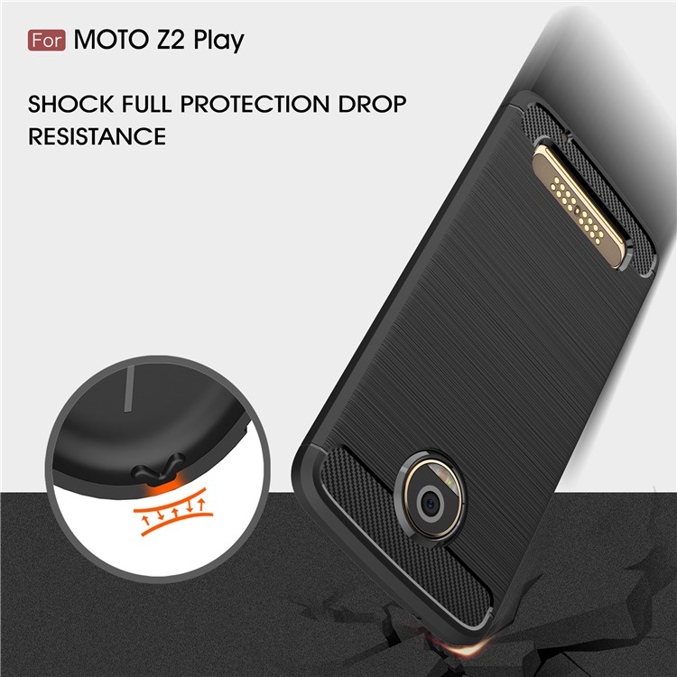 For Motorola Moto Z2 Play Carbon Fiber Texture Brushed TPU Cellphone Cover - Black-6