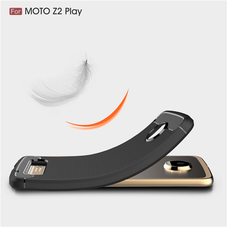 For Motorola Moto Z2 Play Carbon Fiber Texture Brushed TPU Cellphone Cover - Black-7