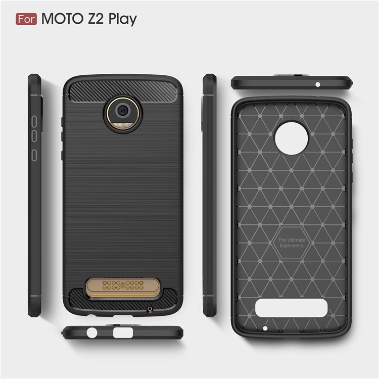 For Motorola Moto Z2 Play Carbon Fiber Texture Brushed TPU Cellphone Cover - Black-9