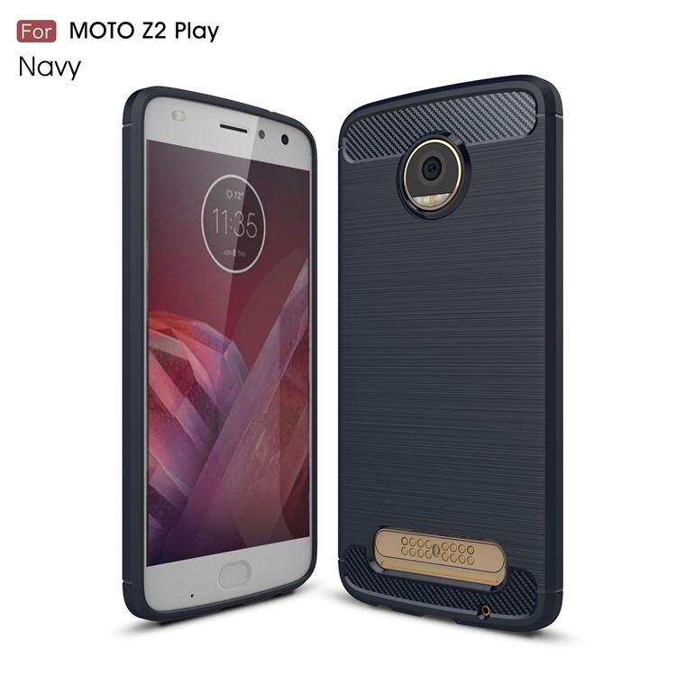 Für Motorola Moto Z2-Spiel Carbon-Faser-Textur-Brushed TPU-Telefon-Kasten - Blau-1