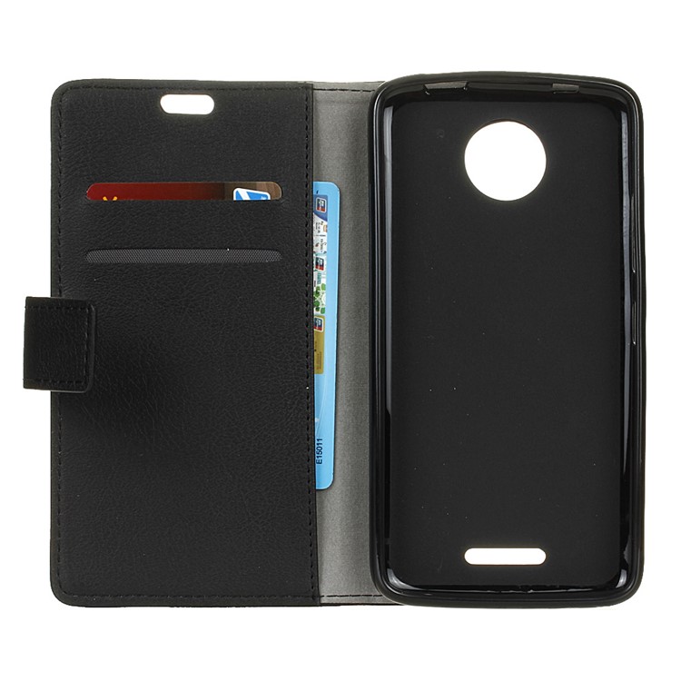 PU Leather Protection Mobile Shell with Card Slots for Motorola Moto C Plus - Black-4