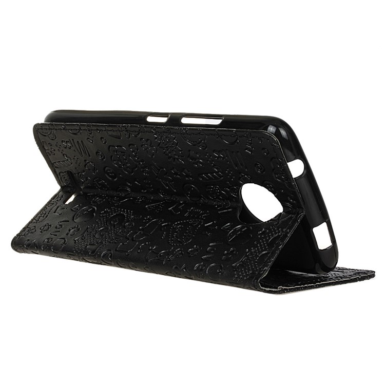 Cartoon Graffiti Card Holder Leather Phone Case for Motorola Moto C Plus - Black-5