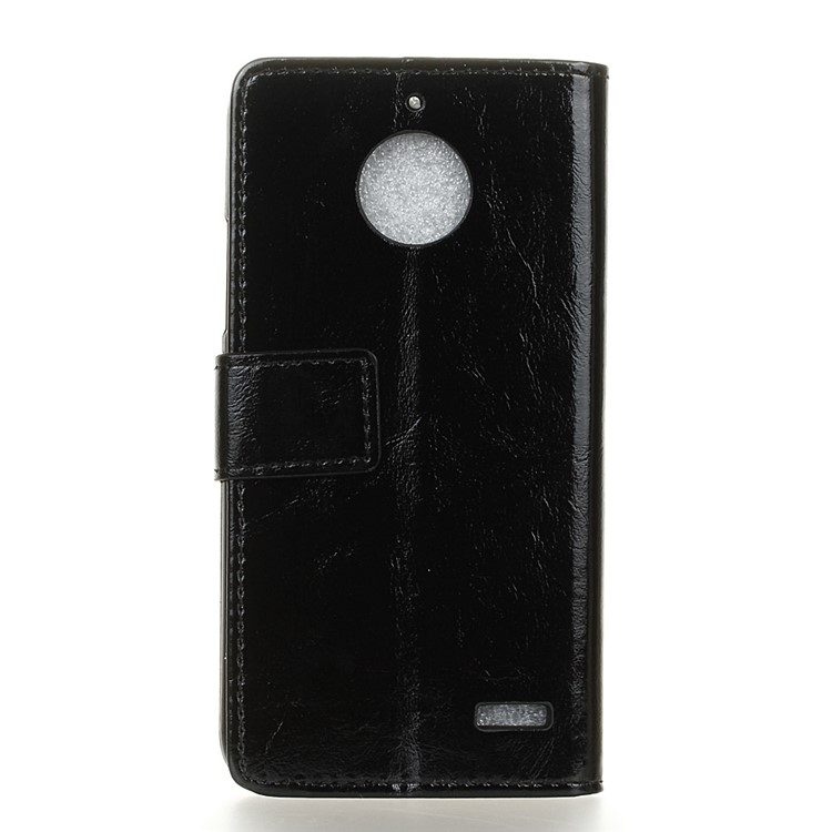 Crazy Horse Texture Wallet Folio PU Leather Stand Case Accessory for Motorola Moto E4 - Black-2