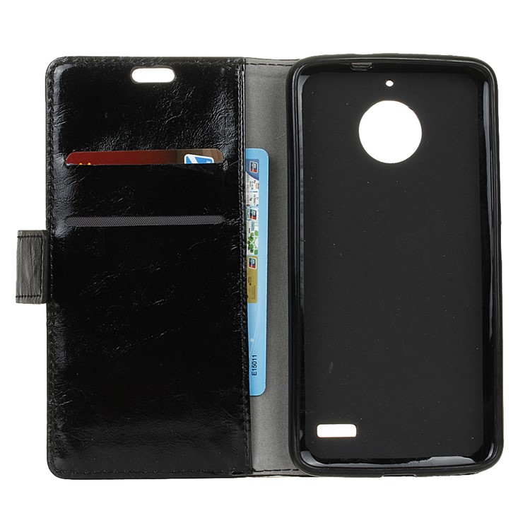 Crazy Horse Texture Wallet Folio PU Leather Stand Case Accessory for Motorola Moto E4 - Black-4