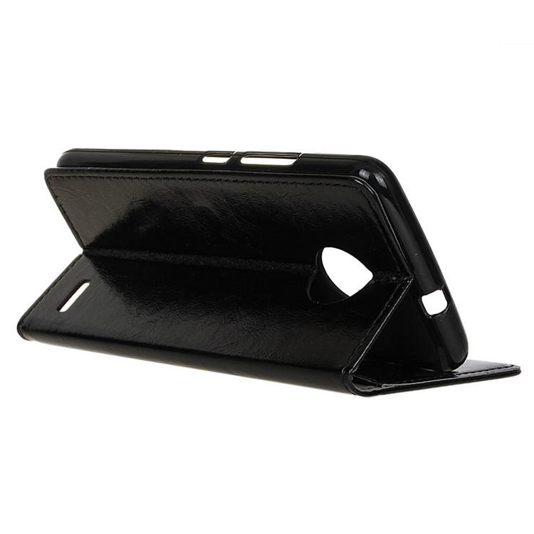 Crazy Horse Texture Wallet Folio PU Leather Stand Case Accessory for Motorola Moto E4 - Black-5