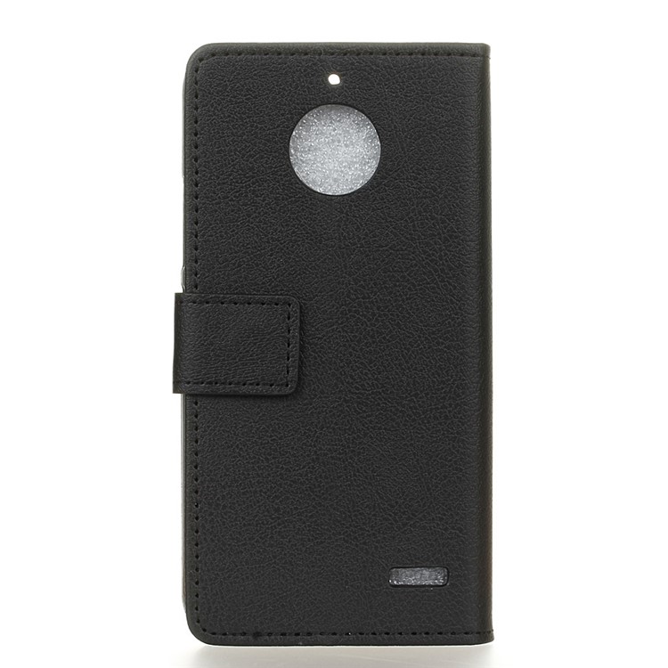 Leather Wallet Stand Phone Cover for Motorola Moto E4 - Black-2