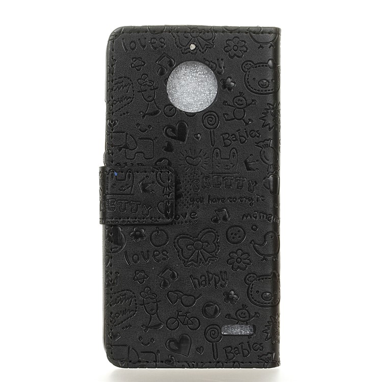 Cartoon Graffiti Wallet Leather Stand Case for Motorola Moto E4 - Black-2