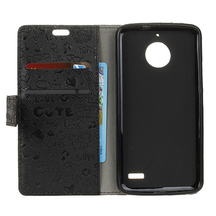 Cartoon Graffiti Wallet Leather Stand Case for Motorola Moto E4 - Black-4