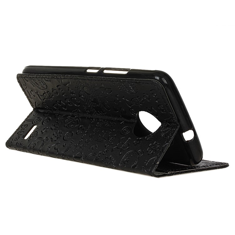 Cartoon Graffiti Wallet Leather Stand Case for Motorola Moto E4 - Black-5