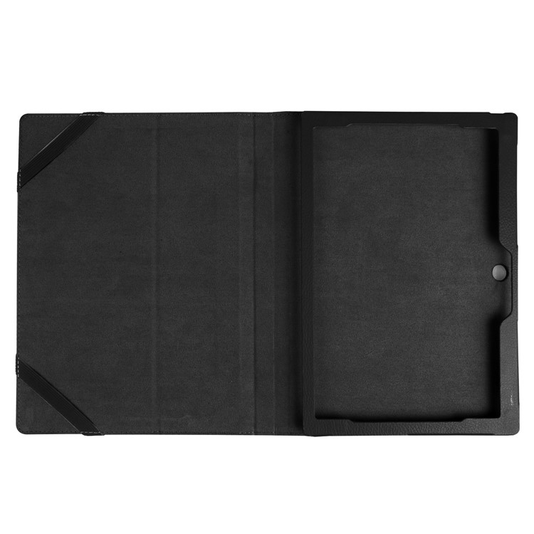 Litchi Skin 2-Fold Leather Stand Folio Case for Lenovo Miix 320 - Black-2