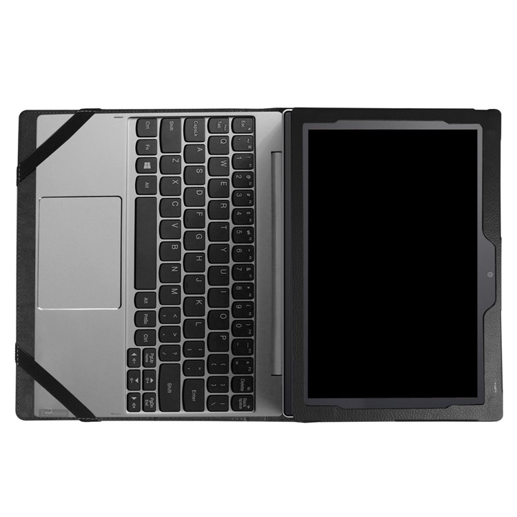 Litchi Skin 2-Fold Leather Stand Folio Case for Lenovo Miix 320 - Black-3