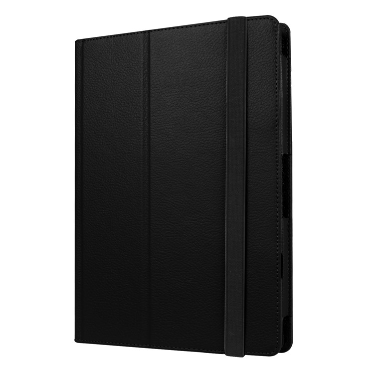 Litchi Skin 2-Fold Leather Stand Folio Case for Lenovo Miix 320 - Black-6