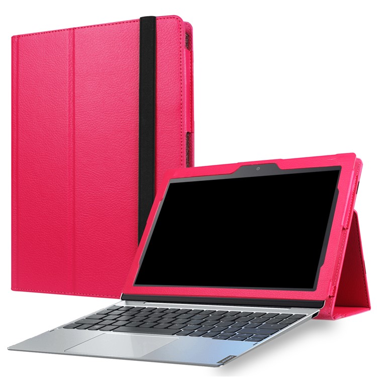 Litchi Grain PU Leather Stand 2-Fold Cover for Lenovo Miix 320 - Rose-1