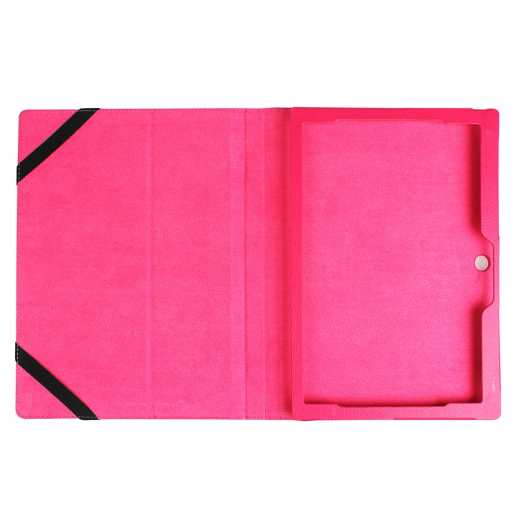 Litchi Grain PU Leather Stand 2-Fold Cover for Lenovo Miix 320 - Rose-2