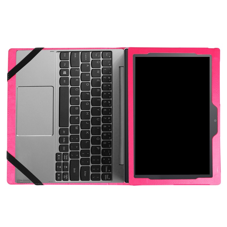 Litchi Grain PU Leather Stand 2-Fold Cover for Lenovo Miix 320 - Rose-3