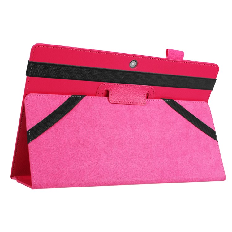 Litchi Grain PU Leather Stand 2-Fold Cover for Lenovo Miix 320 - Rose-4