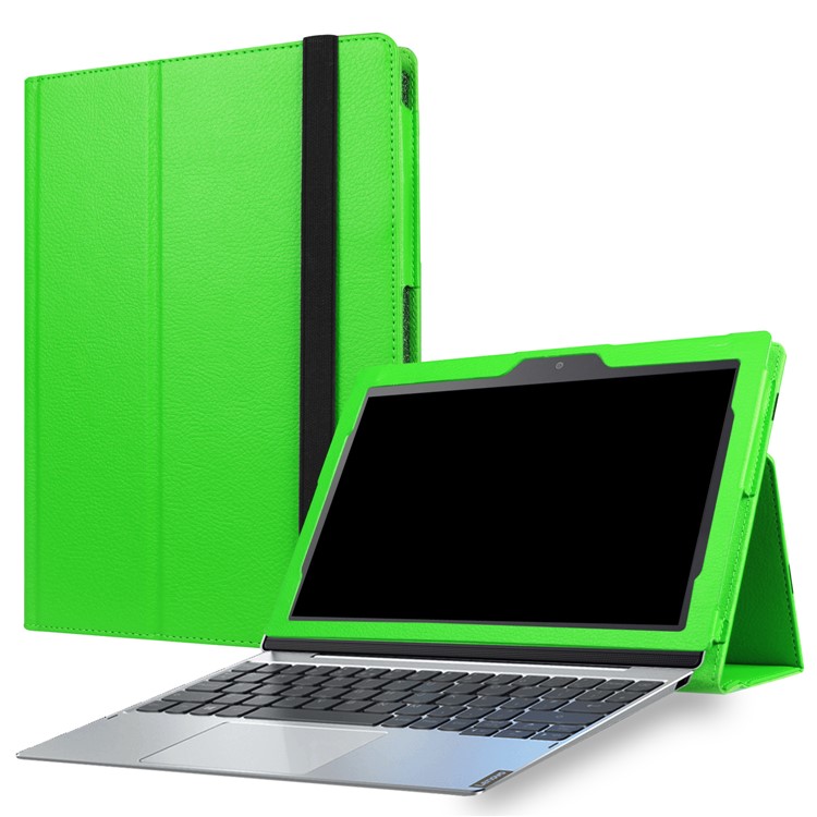 2-Fold Litchi Leather Stand Folio Cover for Lenovo Miix 320 - Green-1