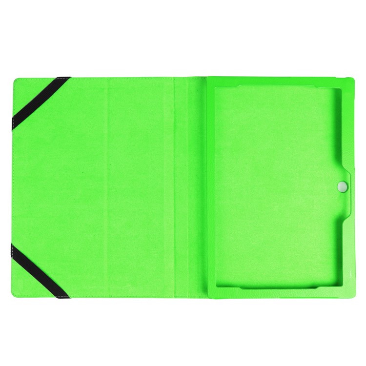 2-Fold Litchi Leather Stand Folio Cover for Lenovo Miix 320 - Green-2