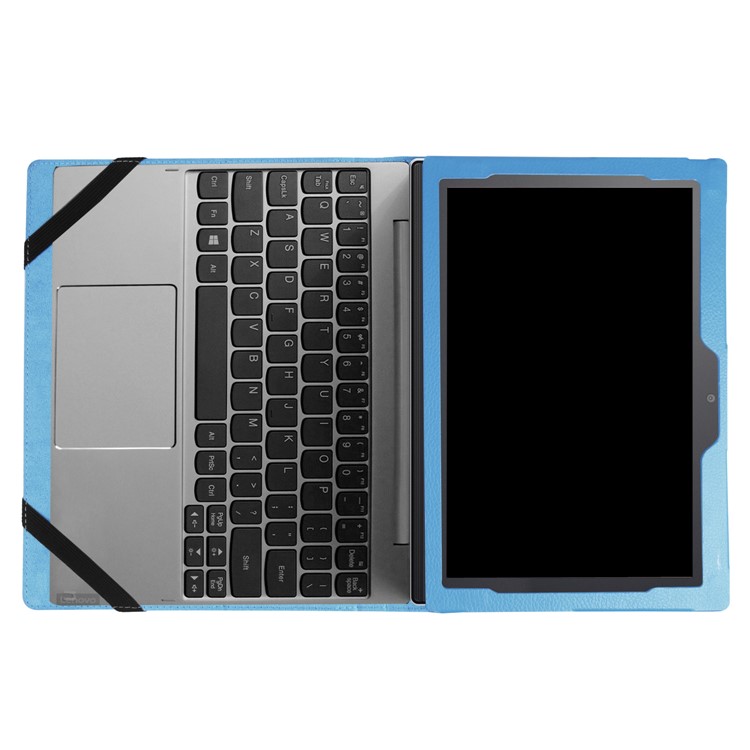 For Lenovo Miix 320 2-Fold Litchi Leather Stand Folio Cover - Baby Blue-3