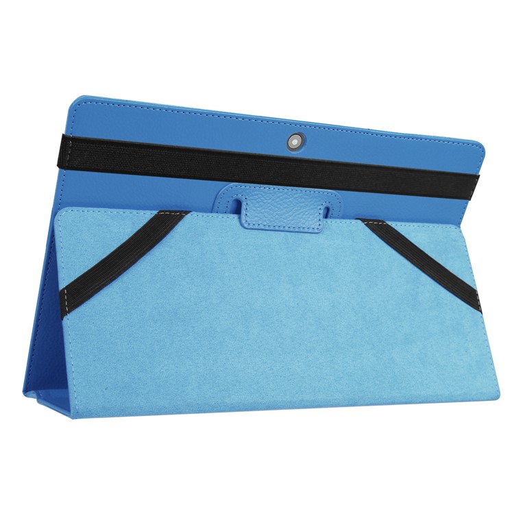 For Lenovo Miix 320 2-Fold Litchi Leather Stand Folio Cover - Baby Blue-4