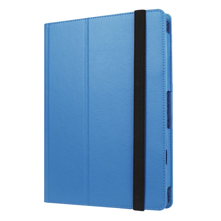 For Lenovo Miix 320 2-Fold Litchi Leather Stand Folio Cover - Baby Blue-6