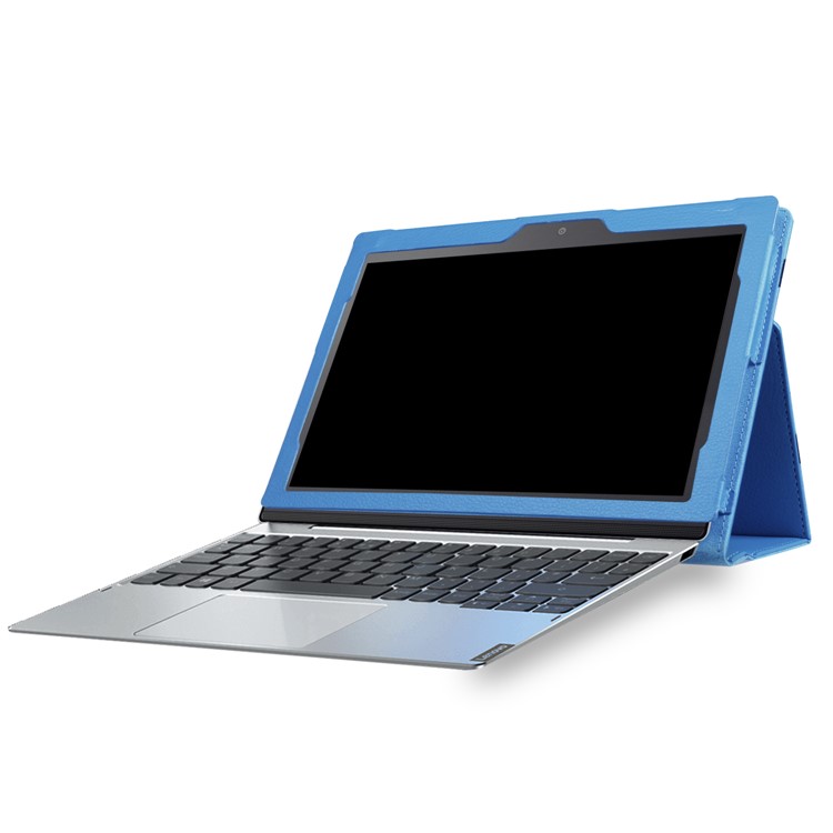 For Lenovo Miix 320 2-Fold Litchi Leather Stand Folio Cover - Baby Blue-9