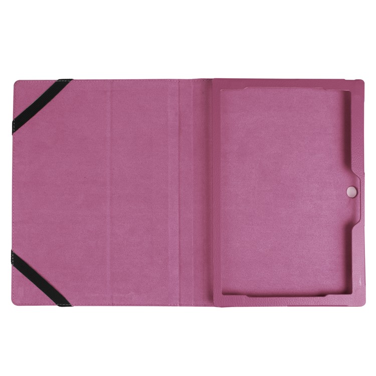 Litchi Skin 2-Pieghevole in cuoio Flip Shell Cover per Lenovo Miix 320 - Viola-2