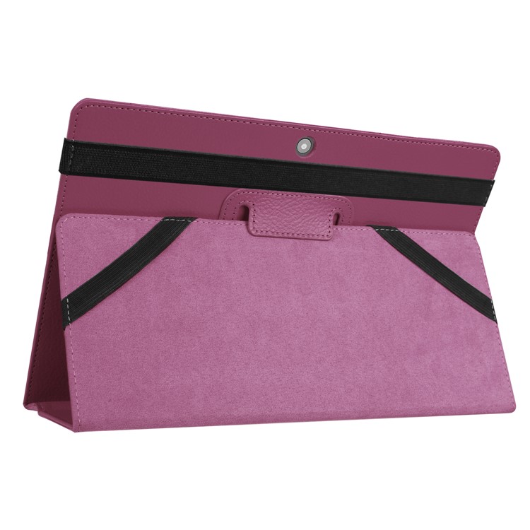 Litchi Skin 2-Pieghevole in cuoio Flip Shell Cover per Lenovo Miix 320 - Viola-4