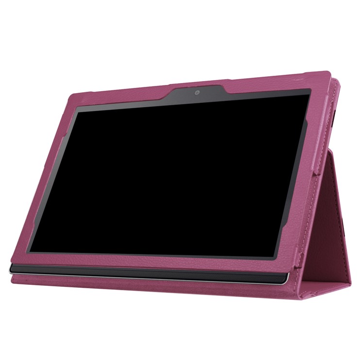 Litchi Skin 2-Pieghevole in cuoio Flip Shell Cover per Lenovo Miix 320 - Viola-5