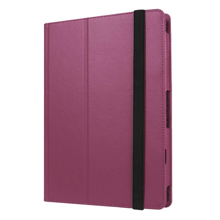 Litchi Skin 2-Pieghevole in cuoio Flip Shell Cover per Lenovo Miix 320 - Viola-6