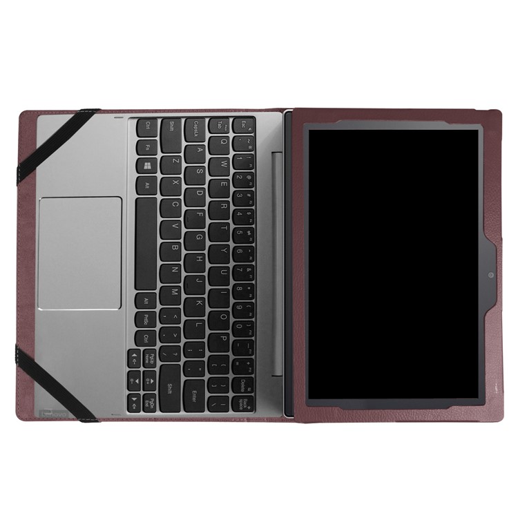 2-Fold Litchi Grain PU Leather Stand Folio Case for Lenovo Miix 320 - Brown-3