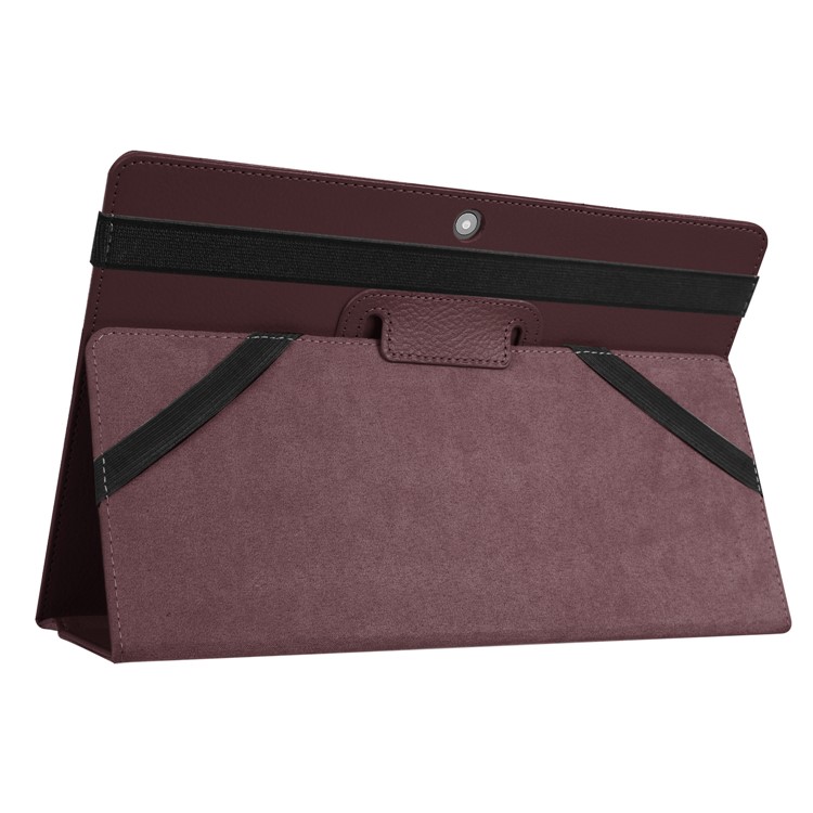 2-Fold Litchi Grain PU Leather Stand Folio Case for Lenovo Miix 320 - Brown-4