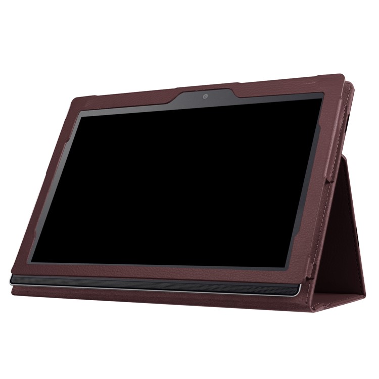 2-Fold Litchi Grain PU Leather Stand Folio Case for Lenovo Miix 320 - Brown-5