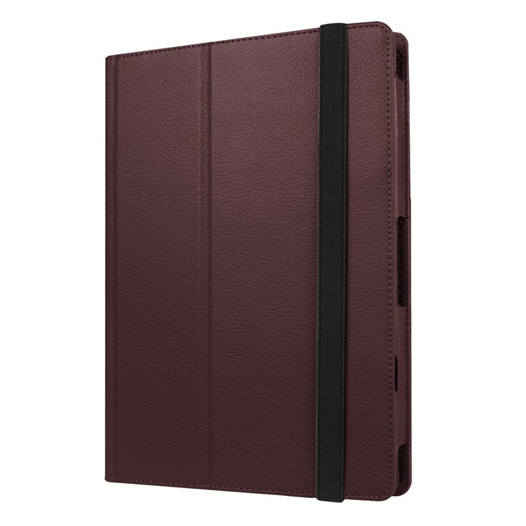 2-Fold Litchi Grain PU Leather Stand Folio Case for Lenovo Miix 320 - Brown-6
