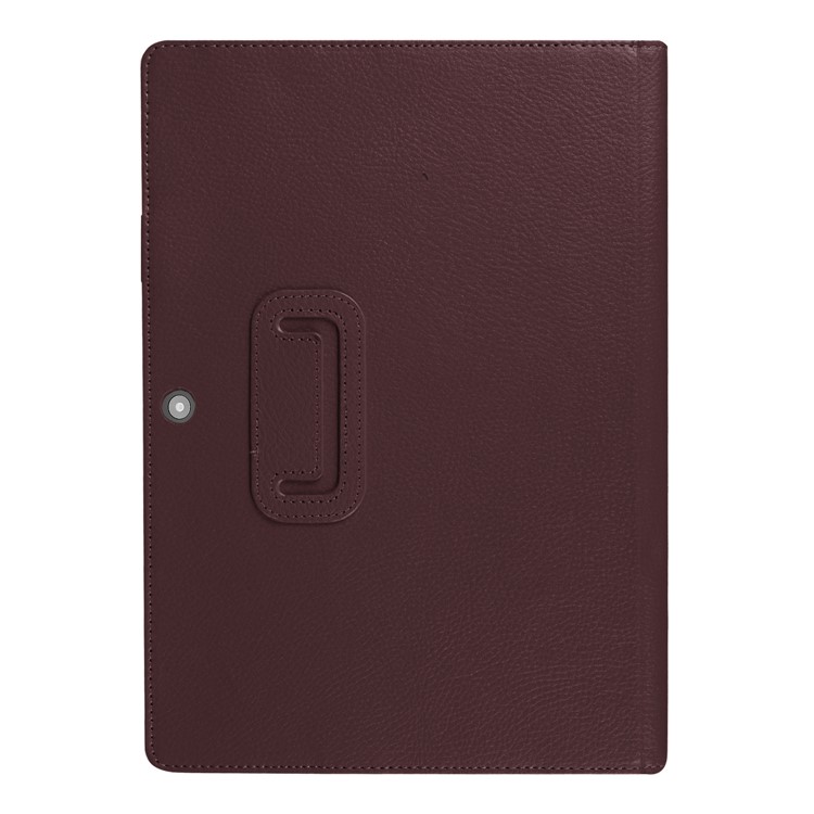 2-Fold Litchi Grain PU Leather Stand Folio Case for Lenovo Miix 320 - Brown-8