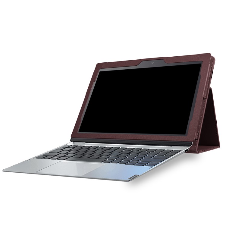 2-Fold Litchi Grain PU Leather Stand Folio Case for Lenovo Miix 320 - Brown-9