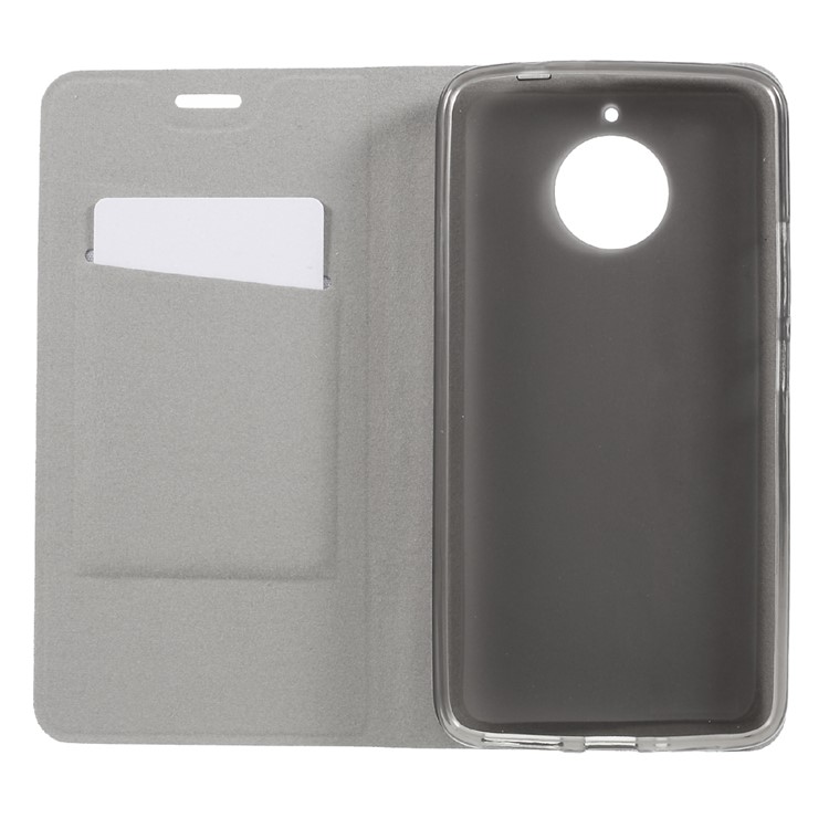Cross Texture Stand Porte-cartes en cuir Boîtier de téléphone portable pour Motorola Moto E4 Plus Version de l'UE Construit-in acier housse - Noir-5