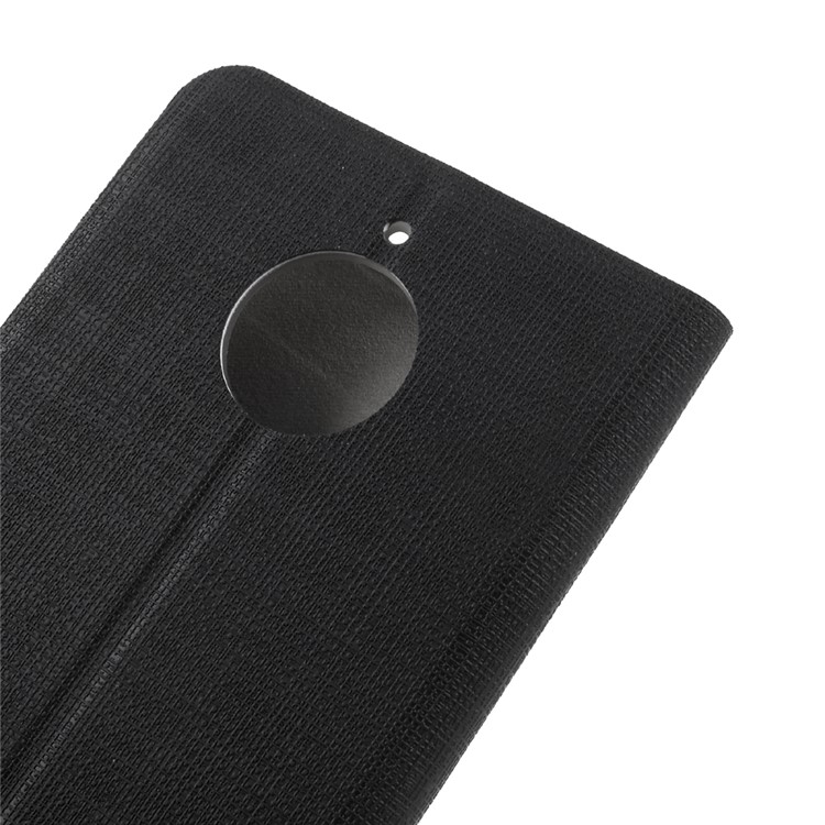 Cross Texture Stand Porte-cartes en cuir Boîtier de téléphone portable pour Motorola Moto E4 Plus Version de l'UE Construit-in acier housse - Noir-7