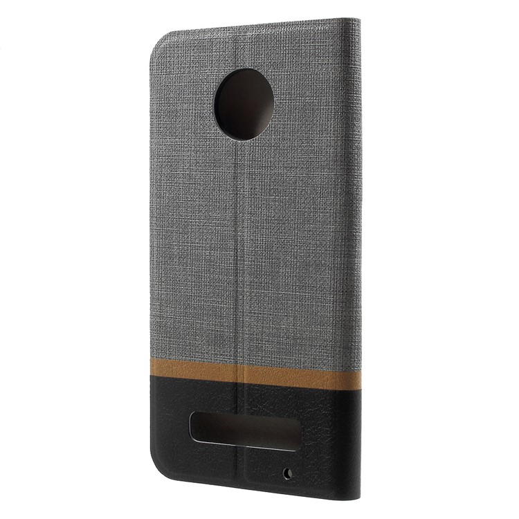 Cross Grain Card Slot Leather Phone Case for Motorola Moto Z2 Play Built-in Steel Sheet - Grey-3