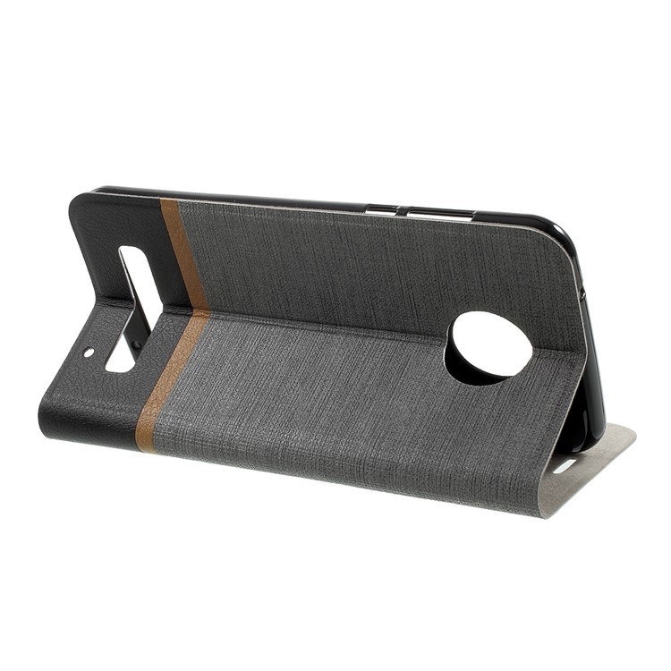 Cross Grain Card Slot Leather Phone Case for Motorola Moto Z2 Play Built-in Steel Sheet - Grey-4
